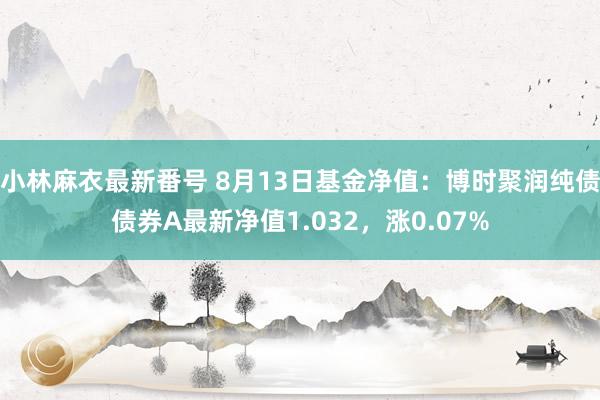 小林麻衣最新番号 8月13日基金净值：博时聚润纯债债券A最新净值1.032，涨0.07%