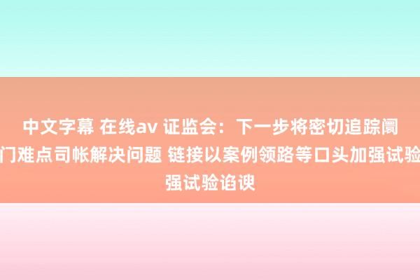 中文字幕 在线av 证监会：下一步将密切追踪阛阓热门难点司帐解决问题 链接以案例领路等口头加强试验谄谀