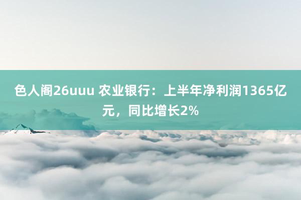 色人阁26uuu 农业银行：上半年净利润1365亿元，同比增长2%