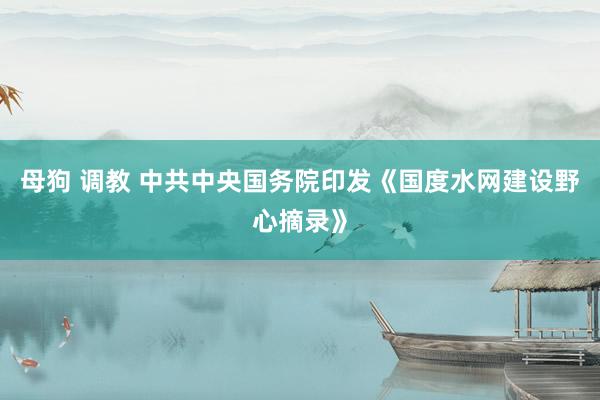 母狗 调教 中共中央国务院印发《国度水网建设野心摘录》